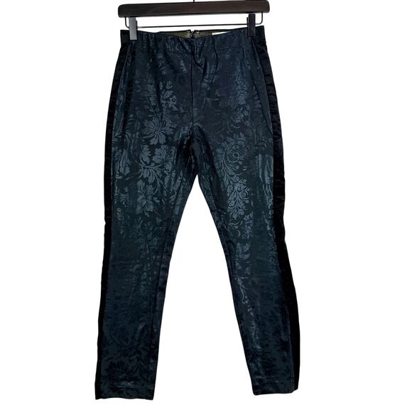 Anthropologie The Essential Skinny Pants Black Foil Damask Print 25” - Size 2 - Picture 1 of 9